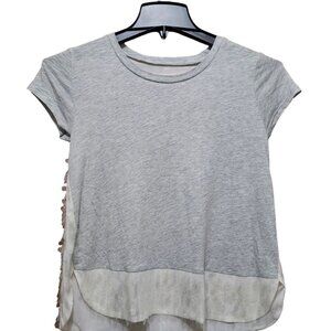Rachel‎ Roy Sequin T-Shirt Heather Gray Silver XS